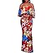Dynen Women's Floral Print Off Shoulder Ruffle Party Long Maxi Dress