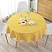 ColorBird Geometric Series Tablecloth Diamond Pattern Cotton Linen Dust-proof Table Cover for Kitchen Dinning Tabletop Linen Decor (Round, 60 Inch, Yellow)