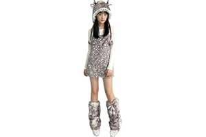 Brown Deer Leg Warmers for Women, Brown Faux Fur Deer Leg Warmers Set, Suitable for Parties or Daily Wear