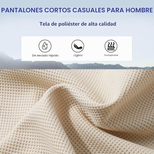 Calções Waffle de Homem Calções Casuais com Bolso