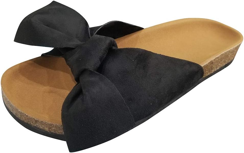 Cenglings Slides,Women Casual Bow Tie Flat Platform Sandals Leopard Print Slipper Rome Beach Shoes Flat Sandals