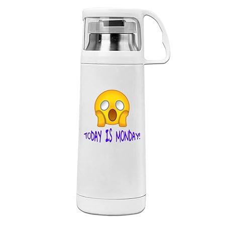 Handson Edelstahl Vakuum Isolierte Reise Tasse niedliche Emoji-heute ist MONTAG. behandelt Getränk Flasche Weiß 14oz/350 ml