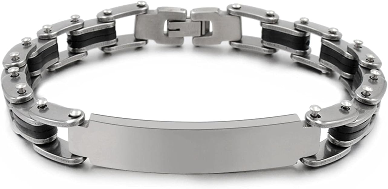 Hip Hop Style Cycliste Bracelet En Acier Inoxydable Silicone Hommes