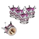 Mini-Factory Bling Diamond Crown Tire Wheel Stem Valve Caps for Car / SUV / Truck (Pink)
