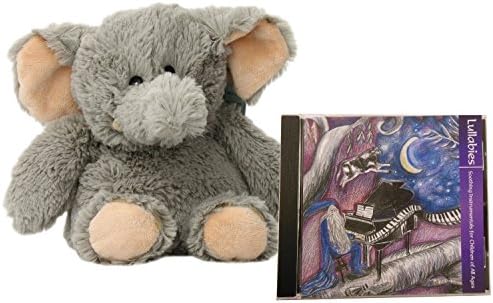 Intelex Cozy Microwavable Plush Elephant Bundle with Natural Sleep Aid Lullaby CD