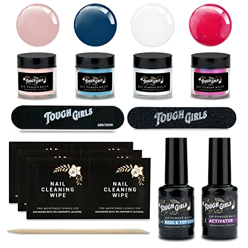 TOUGH GIRLS 4Pack Dip Powder Kit Includes Dip Powders, Base & Top