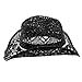 Dorfman Pacific Womens Straw Western Cowgirl Hat w/ Glass Beads (Black)