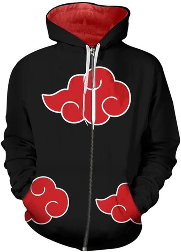 Men 3D Printed Naruto Hoodie Zip/Pullover Anime Thin Hooded Sweatshirt