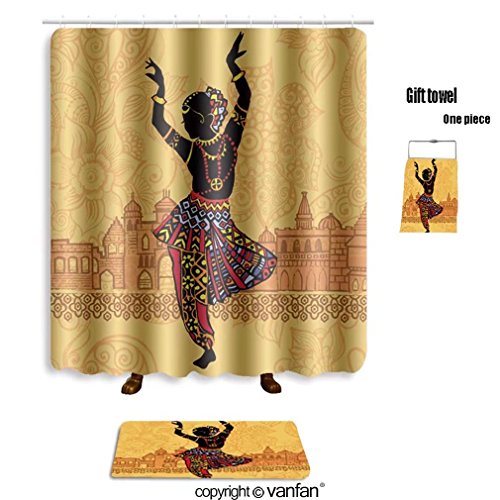 Vanfan Bath Sets With Polyester Rugs And Shower Curtain Indian