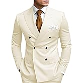 HANBANGWEI 2 Piece Double Breasted Suit Men Slim Fit Mens Double Breasted Blazer Pants Sets Wedding Prom Homecoming Suit