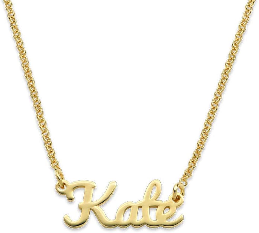 Amazon Com Mynamenecklace Personalized Script Name Necklace For Teens 18k Gold Plated Custom Jewelry Jewelry