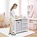 Costzon Baby Changing Table, Infant Diaper Changing Table Organization, Diaper Storage Nursery Station with Hamper and 3 Baskets (White+Gray)