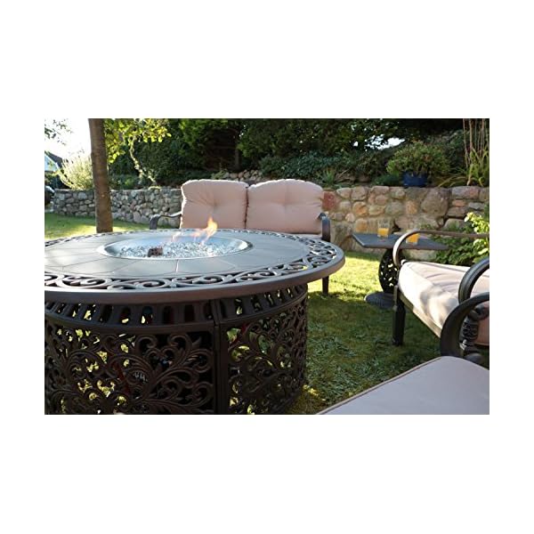 Made for us® Gartentisch, Feuertisch, Gastisch, Aluguss, rund, Ø 120 cm, Terassenfeuer Höhe 60 cm, Gartentisch mit… – Bild 5