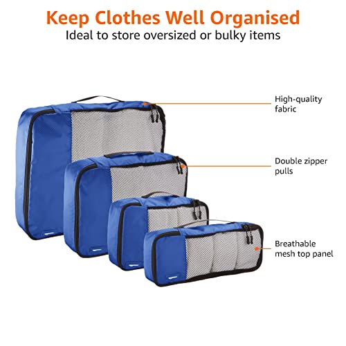 Amazon Basics 4 Piece Packing Travel Organizer Cubes Set, Small, Medium