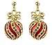 Bejeweled Christmas Red Fancy Ornament Earrings 91