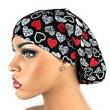 Womens Red Hearts Surgical Scrub Hat Valentine Hat Euro Style Adjustable Bouffant Cap