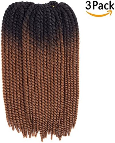 Havana Mambo Twist Synthetic Hair Jumbo Crochet Twist Braids Hair Extensions 3 Packs (Black-Dark Brown)