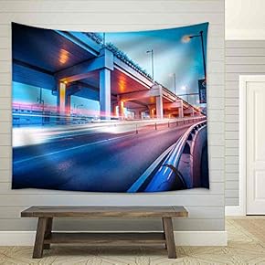 Junction with Light in Shanghai - Fabric Wall Tapestry Home Decor - 51x60 inches