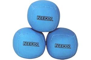 Zeekio Lunar Juggling Balls - [Set of 3], Professional UV Reactive, 6-Panel Balls, Synthetic Leather, Millet Filled, 110g Each, Solid Blue