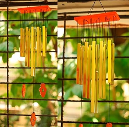 Paradigm Pictures Colorful Wind Chimes for Home Positive Energy Love Color Pipes Windchimes for Balcony Room Bedroom (Assured Good Sound) (Gold 10 Pipe, 24 inch)