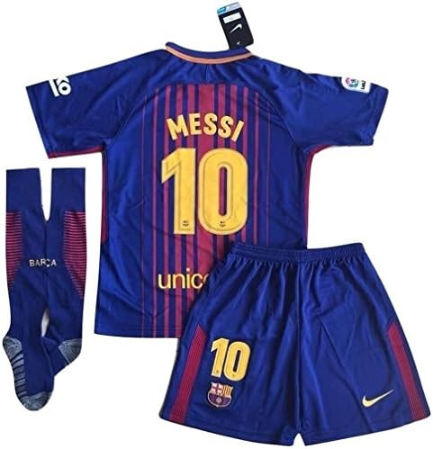 HGVSoccer New #10 Messi 2017-2018 Nike Barcelona FC Home Jersey Shorts &amp; Socks For Kids and Youths (Ages: 11-13)