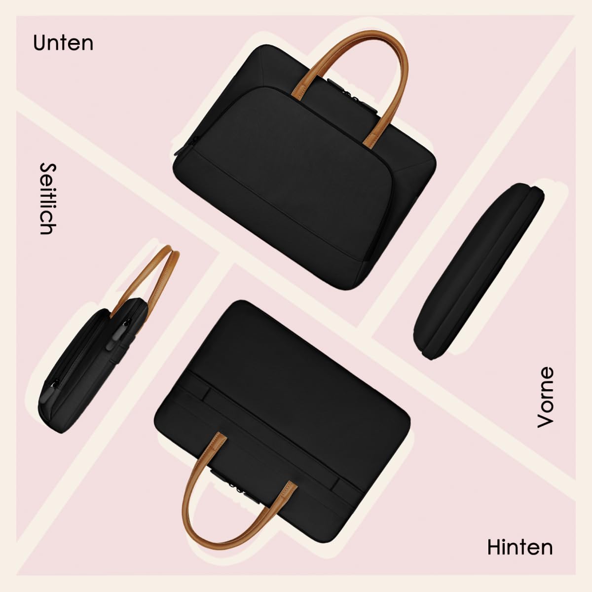 Clufar Laptoptasche 15,6 Zoll Wasserdichte Laptop Tasche 15+ Zoll Herren Business Notebooktasche Computer Tasche Laptophülle Bag Schwarz für Reisen Geschäft Black 8