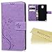 Note 3 Case,Samsung Galaxy Note 3 Case - Mavis's Diary Wallet Embossed Butterflies Flowers Design Folio Flip PU Leather with Stand Magnetic Closure Card Slot Shockproof Soft TPU Inner Cover - Purple