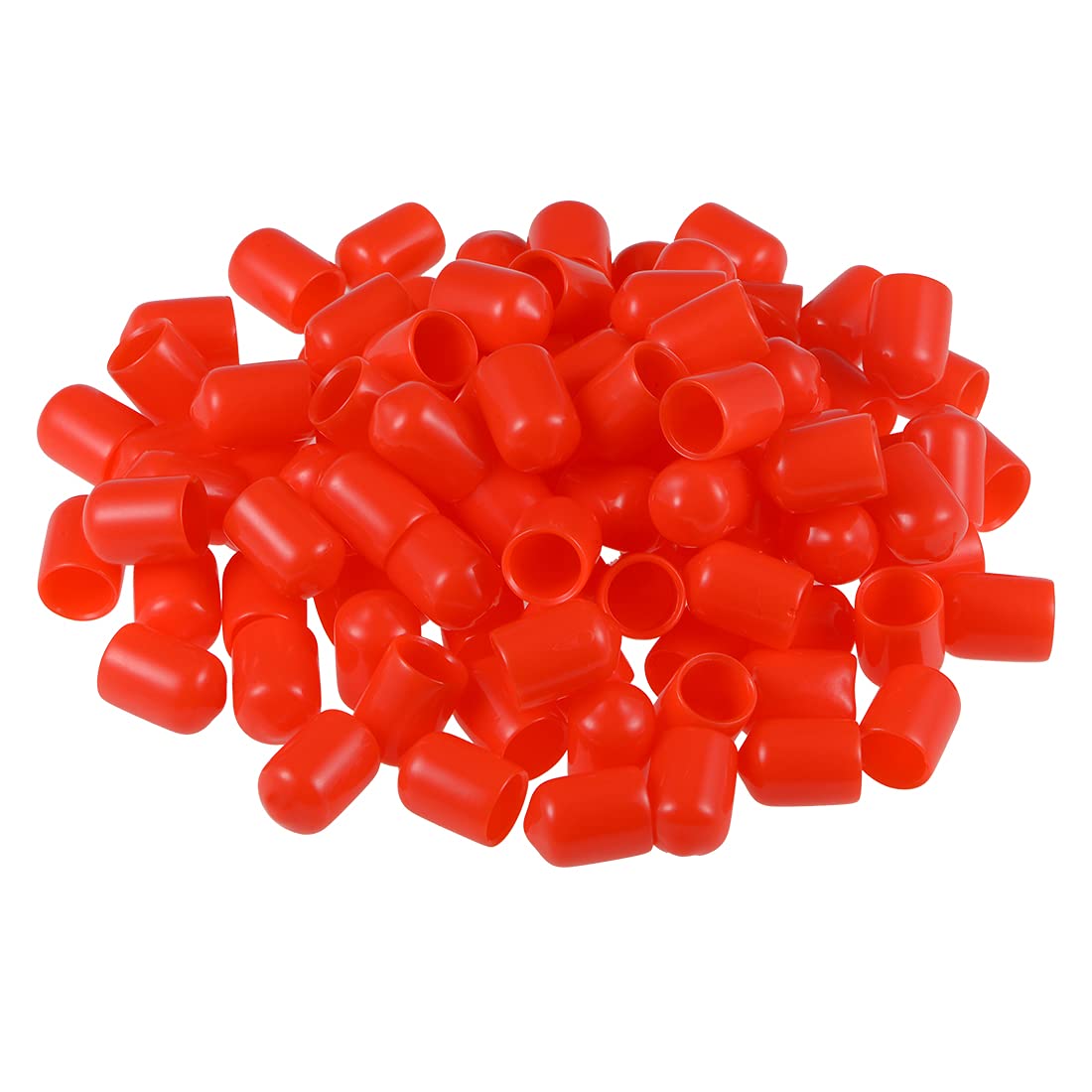 sourcing map 100pcs Rubber End Caps 3/8-inch(9.5mm) ID Vinyl Round Tube Bolt Cap Cover Thread Protectors Red
