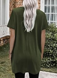 Poetsky Womens Short Sleeve Tunic Shirts Summer