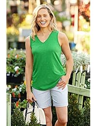 Camiseta de tirantes con cuello en V y manga corta para mujer de Lands 'End