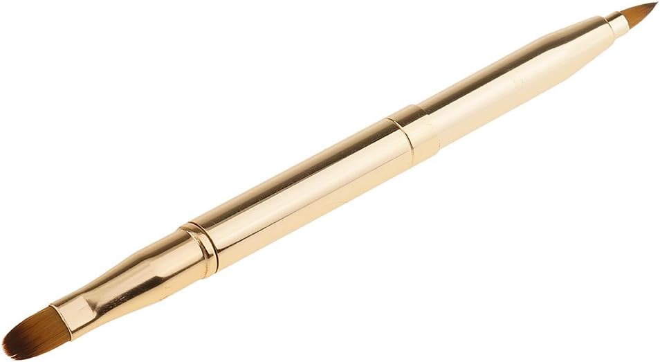 MagiDeal Retractable Tools Lip Makeup Brush Applicators Liner with Cap for Lip Palette Lipstick - Gold
