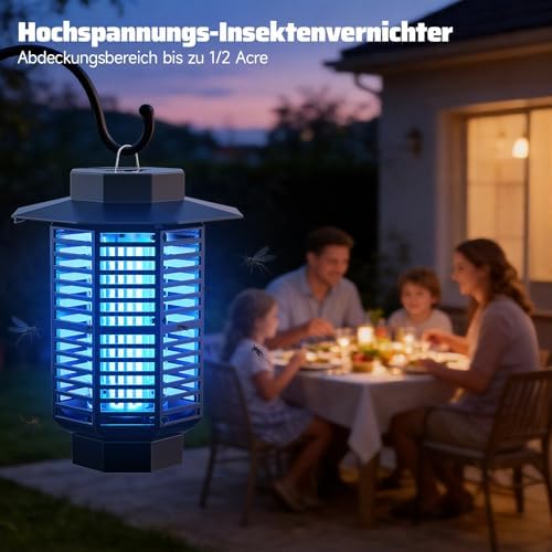 Insektenvernichter Elektrisch 4200V,Mückenlampe 18W UV Licht,IPX4 Wasserdichte Fliegenfalle Elektrisch Mückenfalle für Innen & Außenbereich,Insektenfänger gegen Mücken,Fliegen,Wespen
