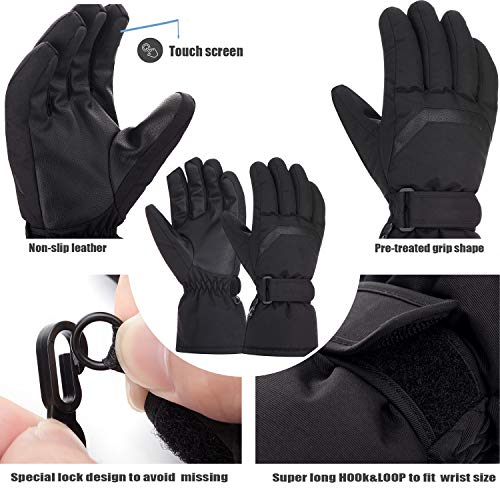 NXONE Waterproof Snow Gloves Windproof Ski Gloves, Winter Warm Snowboard Gloves Cold Weather Gloves Men & Women Medium
