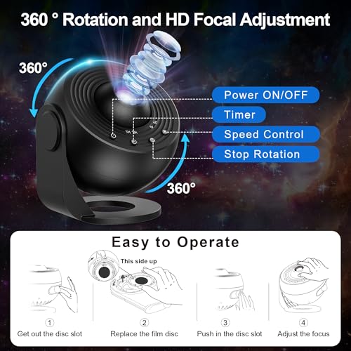Planetarium Projector for Bedroom, 13 in 1 Galaxy Star Projector Light, Nebula Night Light with Timer, LED Space Galaxy Lamp Room Decor for Adults Kids, Black