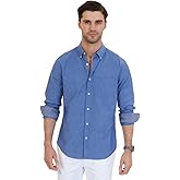 Nautica Mens Classic Fit Stretch Solid Long Sleeve Button Down Shirt