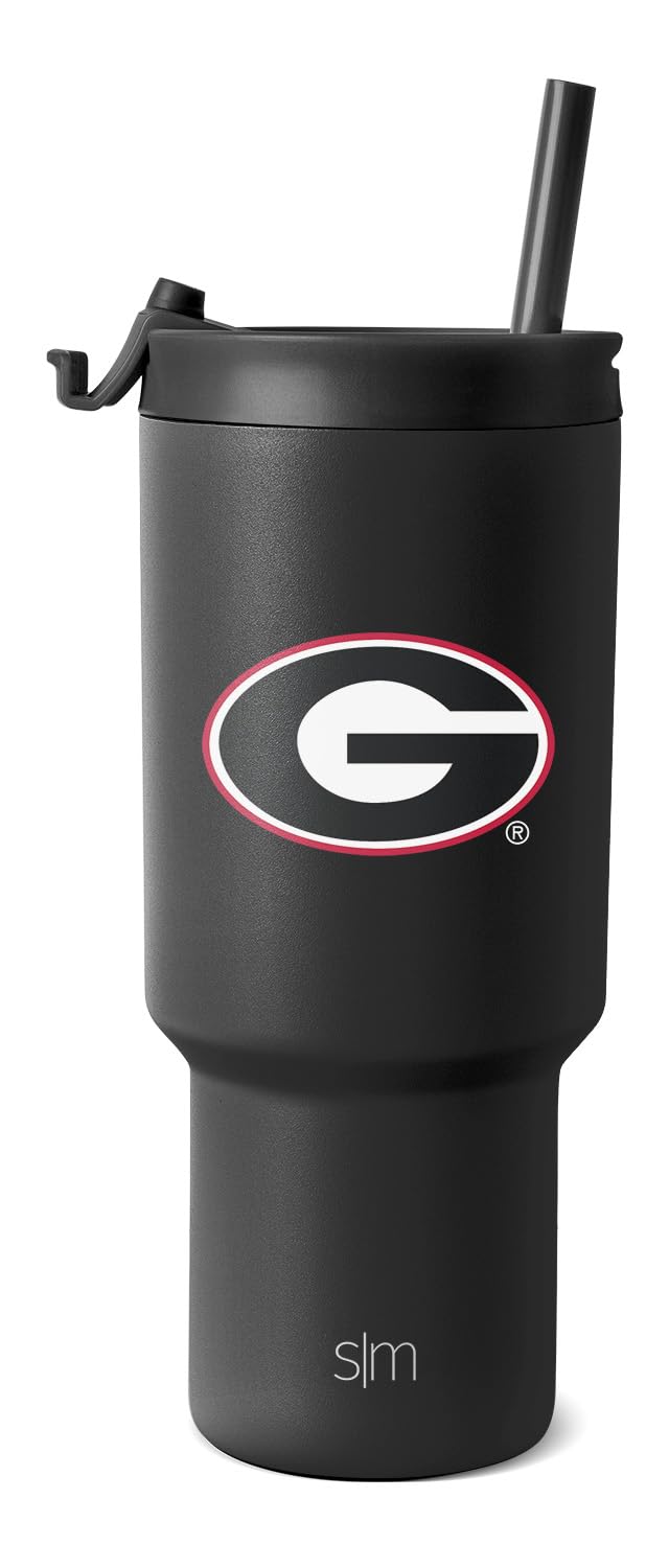 Simple Modern Officially Licensed Collegiate Georgia Bulldogs 30oz Tumbler with Flip Lid & Straws, Insulated Cup Stainless Steel, Gifts for Men Women, Trek Collection (Pack of 12) Image