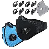 Novemkada Dustproof Masks - Activated Carbon Dust Mask with Extra Filter Cotton Sheet and Valves for Exhaust Gas, Pollen Allergy, PM2.5, Running, Cycling, Outdoor Activities (8)