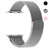 Ferdery Stainless Steel Band Mesh Milanese Loop Bracelet Strap Replacement Band with Magnetic Closure Clasp for Apple Watch Series 1 Series 2 Series 3 Edition-Silver 42mm