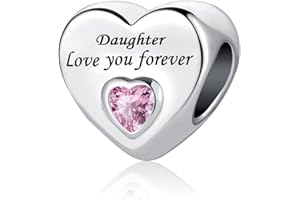 LSxAB Pink Heart Love You Forever Charm for Mom Daughter Grandma Friends Compatible with Pandora Charms Bracelets
