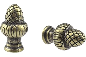 MARRTEUM Bronze Brass Solid Lamp Finial Cap Knob Retro Lamp Finial Decoration with Dual-Thread Screw for Lamp Shade Holder Harp Tops, Fit Both 1/8 IP(3/8") and 1/4-27, 2 Pack