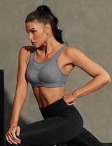 WingsLove High Impact Sports Bra Full Coverage Wirefree Gray Plus Size view 3