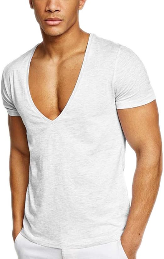 t shirt uomo scollo profondo