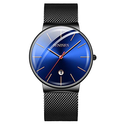 Mens Watches Ultra Thin Stainless Steel Mesh Band Quartz Fashion Casual Dress Wrist Watches with Auto Date Calendar Waterproof Watches for Men