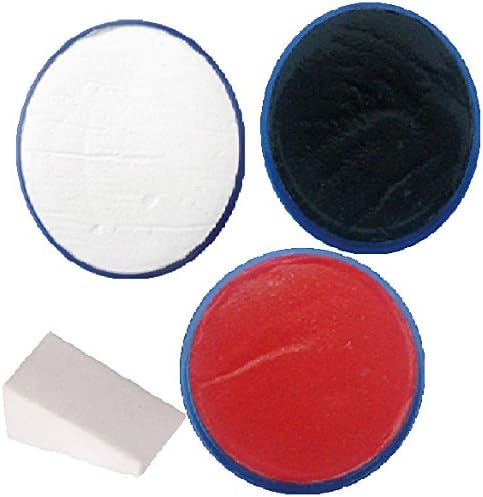 AS1 Fancy Dress 2Pc Snazaroo 18ml Face Paint Black Red White With Application Sponge