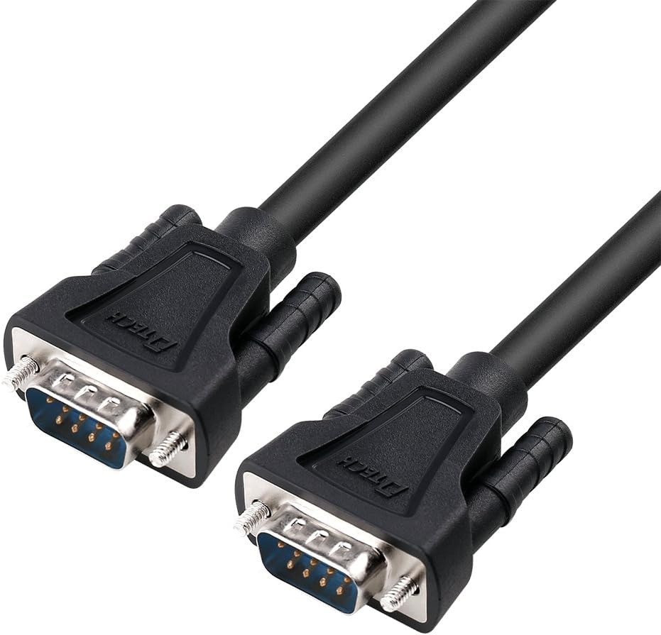 DTECH DB9 9 Pin Serial Cable 5ft Male to Male RS232 Straight Through（1.5m, Black）