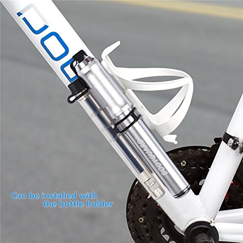 Bodyguard Mini Bike Pump - Reliable Hand Air Pump, Presta and Schrader Valve Compatible with Road, Mountain and BMX Bicycle Tires, High Pressure 260 Psi, 7.3 inches (Silver)