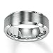Tungsten Wedding Band Ring For Men & Women, Brushed Matte Silver Engagement Ring Finish w/ Beveled Polished Edge - Durable and Comfortable 8mm Width Ring ( Size 11)