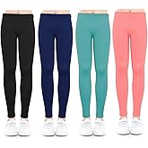 Slaixiu 4 Pack Leggings for Girls - Soft & Comfortable Ankle Length Printed Leggings for Kids (3T to 12 Years)
