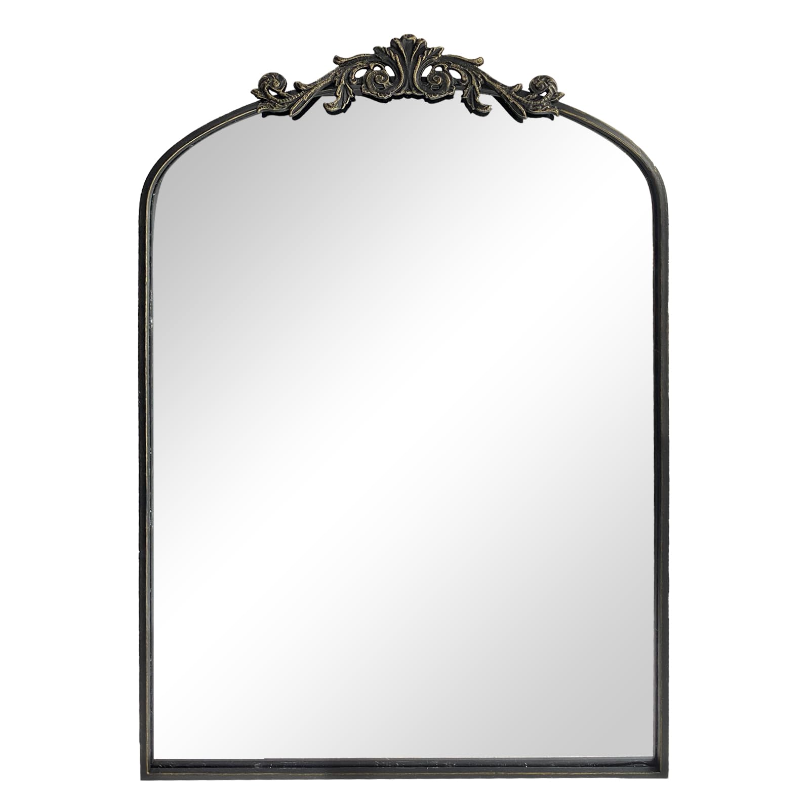 HQiJun Wall Mirror Window Decorative Traditional Mirrors Antique Arched Farmhouse for Living Room Bedroom Entryway Bathroom Vanity (36 * 24 * 1.2, Black)