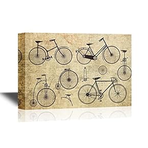 Canvas Wall Art - The Evolution of Bikes - Gallery Wrap Modern Home Art | Ready to Hang - 12x18 inches